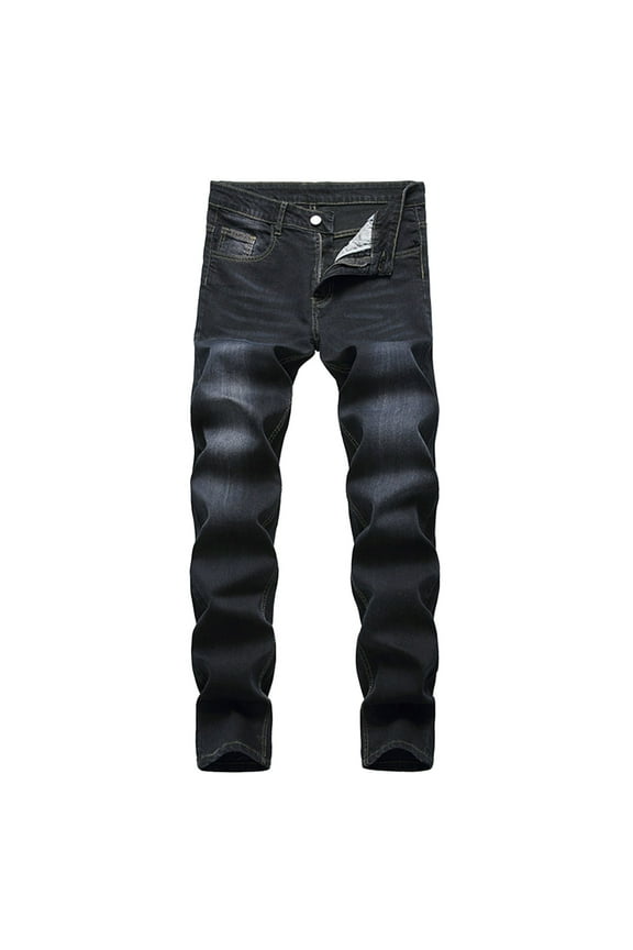 New Pants for Men Clearance New Style Comfort Waist Skinny Pants&nbsp;Men Solid Breathable Long Pants Pocket Button Front Mid Waist Big and Tall Pants Black 38