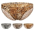 thumbnail image 1 of Pounoo New Thong Panties for Men Low Waist Leopard Print Breathable Briefs Breathable Underpants Soft Satiny Men Panties Briefs Men's New Arrivals Underpants Brown, 1 of 5