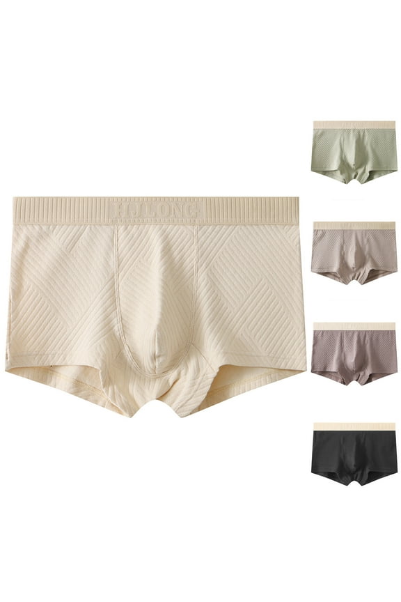 New Underpants for Men Casual Solid Color Summer Solid Elastic Waist Boxers Cotton Home Pants Shorts Skin-Friendly Swim Briefs for Men Coffee