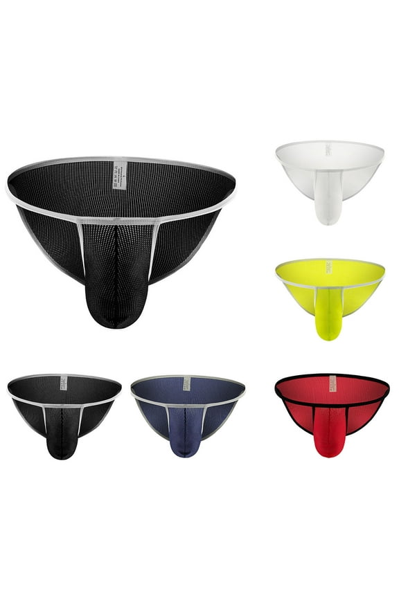 New Underwear for Men Briefs Men's Summer Breathable Mesh Solid Color Thong Mesh Breathable Panties Comfortable Men Panties Thong Men's New Arrivals Underpants Black