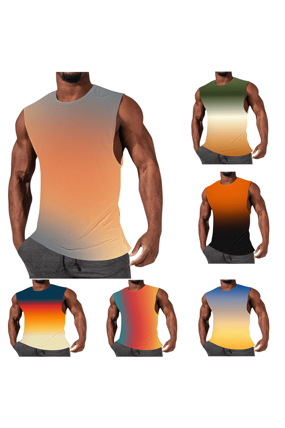 New Workout Tops for Men Fashion Summer Solid Color Casual Fitness Sport Permeability Tank Top Breathable Athletic Tank Tops for Men Multicolor