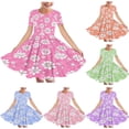 thumbnail image 1 of Pounoo Party Dresses for Girls New Style Print Round Neck Short Sleeve Mid-Length Summer Dresses Flounce Lightweight Girls Casual Dresses, 1 of 5