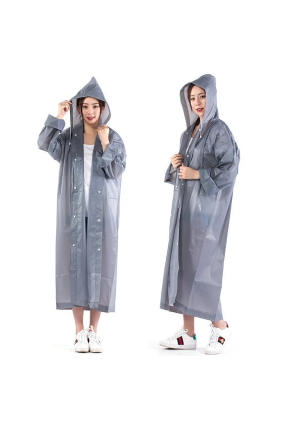 Rain Ponchos for Adults, Reusable Raincoat with Drawstring Hood, Portable EVA Rain Jackets for Women Men, Waterproof Long Rain Cape, Emergency Poncho for Travel Camping Hiking Outdoor
