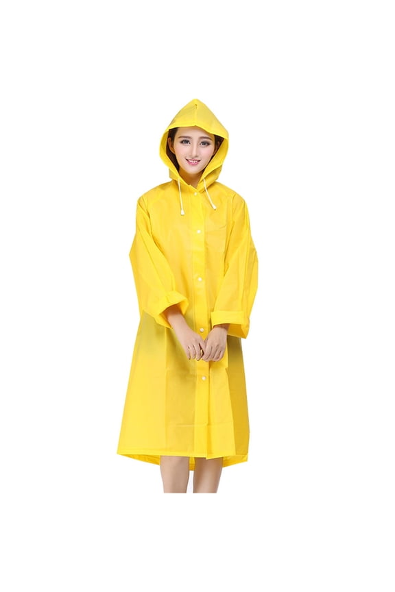 Rain Ponchos for Adults, Reusable Raincoat with Drawstring Hood, Portable EVA Rain Jackets for Women Men, Waterproof Long Rain Cape, Emergency Poncho for Travel Camping Hiking Outdoor
