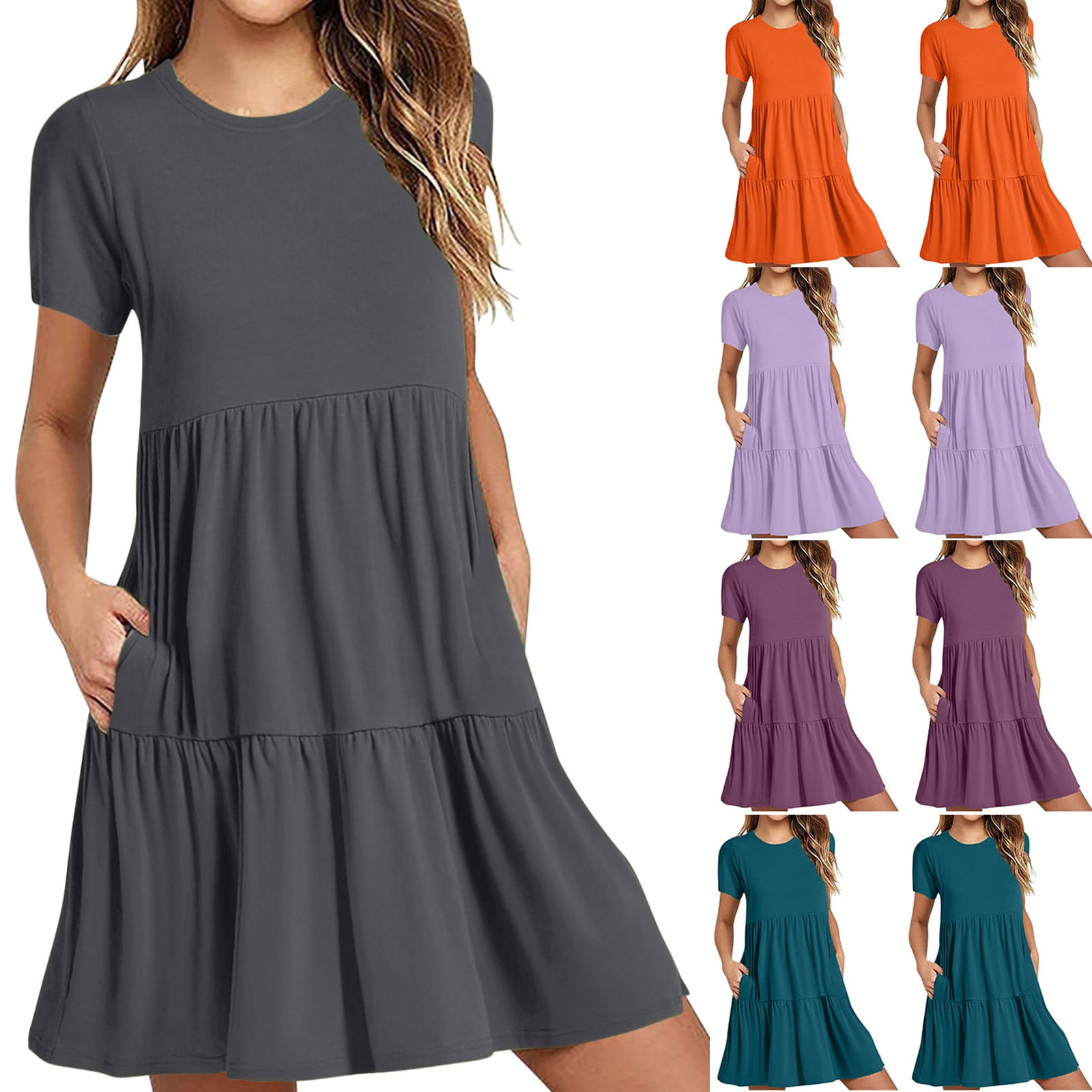 Isvgxsz Summer Dresses for Women 2024 Women's Summer Casual Short