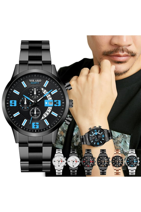 Isvgxsz Watches for Yolako Men's Casual Fashion Quartz Stainless Steel Strap Watch Analog Watch Easter Meal for Less