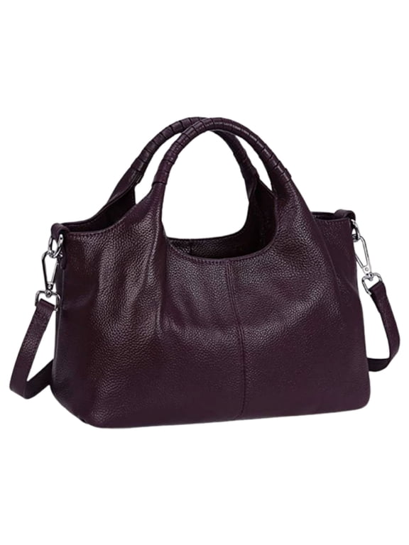 Genuine Leather Women's Handbag – Classic Tote & Crossbody Purse with Adjustable Strap, Medium-Size Everyday Shoulder Bag