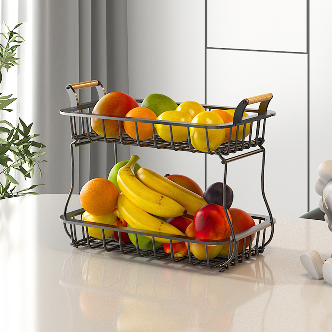 iDesign Twigz Fruit Basket for Kitchen Countertops, Steel Bronze
