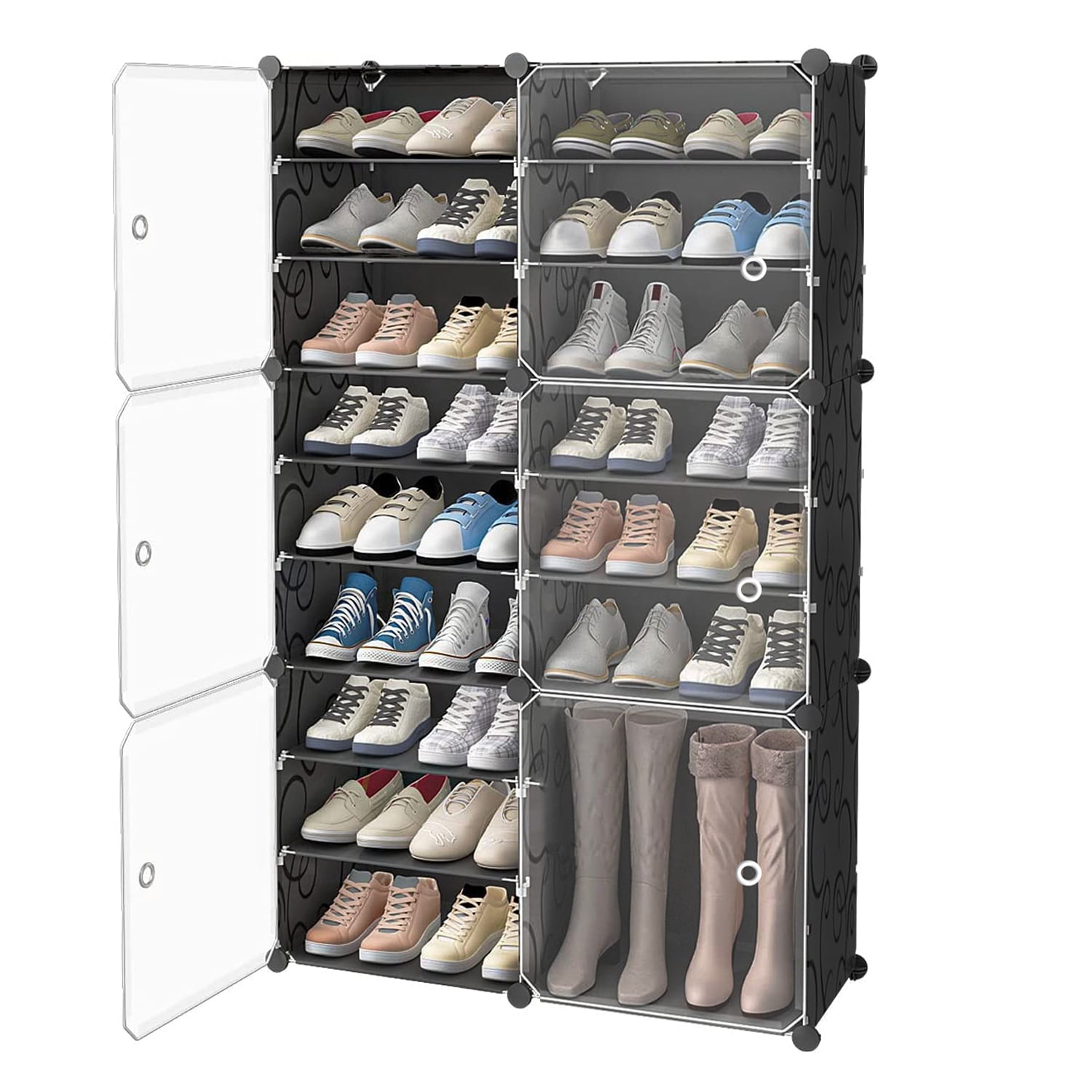 https://i5.walmartimages.com/seo/Isyunen-Portable-Shoe-Rack-Organizer-with-Door-36-Pair-DIY-Shoe-Storage-Shelf-Organizer-plastic-closet-storage-with-doors-for-Entryway-Black_9d3b9d78-e83e-4a4c-a1fe-e30a036fd5f1.68c48e5d7f605557df6c72d0e15b6f3a.jpeg