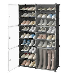 7Penn 7penn plastic shoe boxes with lids 6pk black - shoe storage  containers for display - stackable shoe organizer