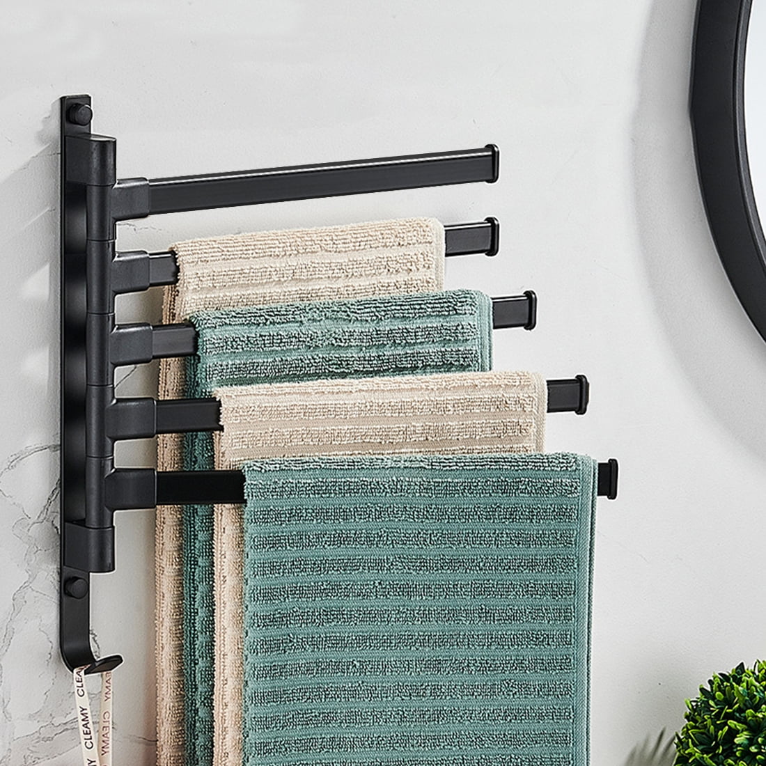 Isyunen Swivel Towel Rack Wall Mounted, Space Saving Towel Holder