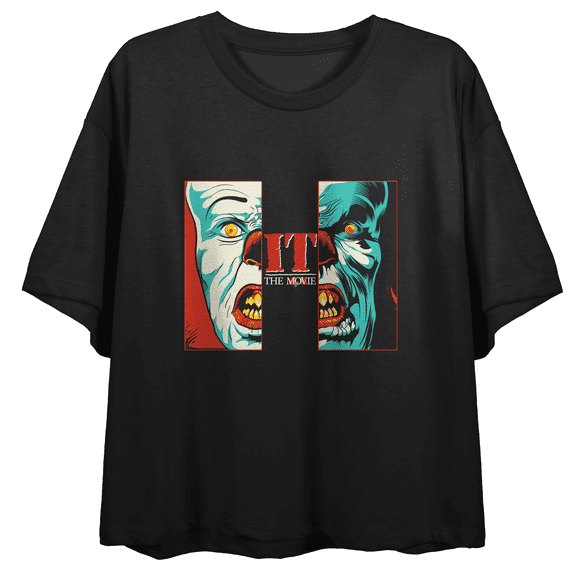 It (1990) Every Nightmare Women's Black Graphic Crop Tee-Medium