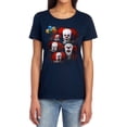 thumbnail image 1 of It 1990 Many Faces of Pennywise Women's T Shirt, Navy, Small, 1 of 6