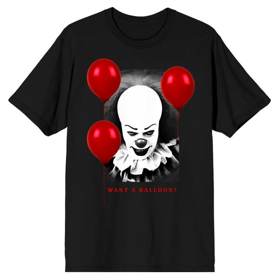 It 1990 Pennywise Want a Balloon Men's Black T-shirt-Small
