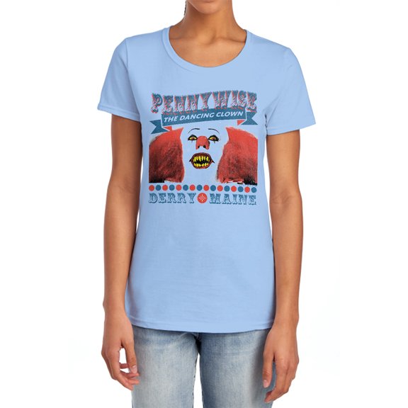 It 1990 The Dancing Clown Women's T Shirt, Light Blue, 2X-Large
