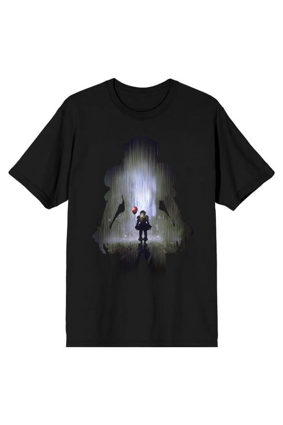 It 2017 Movie Foggy Pennywise Silhouette Men's Black T-shirt-4XL
