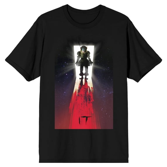 It 2017 Scary Clown in Doorway Men's Black T-shirt-Large