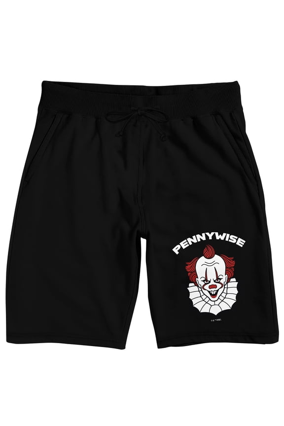 It Animated Pennywise Men's Black Lounge Shorts-Large