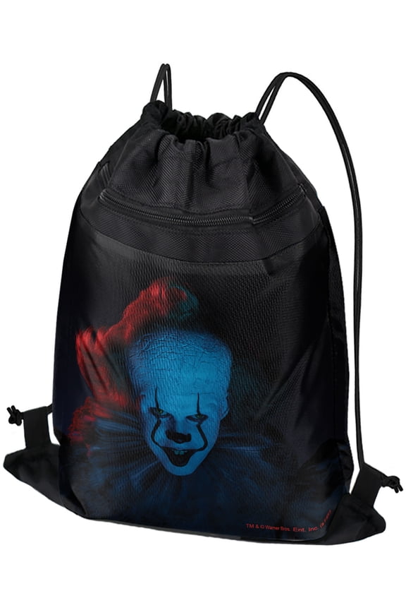 It: Chapter 2 Blue Pennywise Drawstring Backpack Sports Bag Sackpack 17" x 13", Perfect for Gym, Yoga or Practice