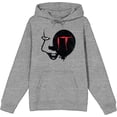 thumbnail image 1 of It Chapter 2 Enlarged Pennywise Face Adult Heather Gray Long Sleeve Hoodie-Medium, 1 of 6