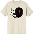 thumbnail image 1 of It Chapter 2 Enlarged Pennywise Face Men's Natural Crew Neck Short Sleeve Tee-Large, 1 of 2