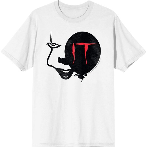 It Chapter 2 Enlarged Pennywise Face Men's White Crew Neck Short Sleeve Tee-Medium
