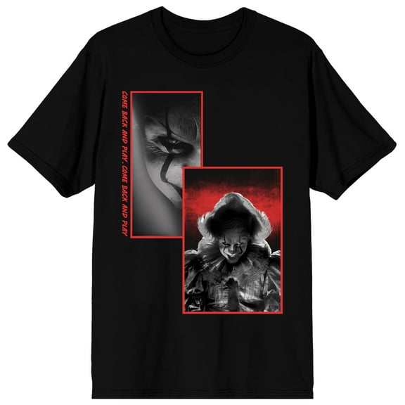 It Chapter 2 Movie 2019 Pennywise Screengrabs Crew Neck Short Sleeve Men's Black T-shirt-Large