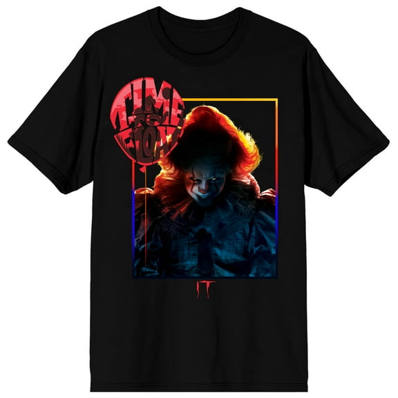 It Chapter 2 Movie 2019 Pennywise Time To Float Crew Neck Short Sleeve Men's Black T-shirt-Medium