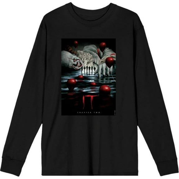 It Chapter 2 Pennywise Beckons Fan Poster Adult Black Crew Neck Long Sleeve Tee-XXL