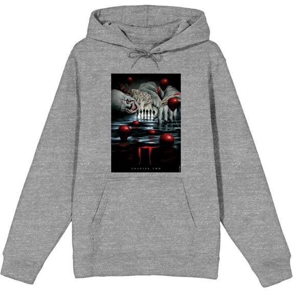 It Chapter 2 Pennywise Beckons Fan Poster Adult Heather Gray Long Sleeve Hoodie-XL