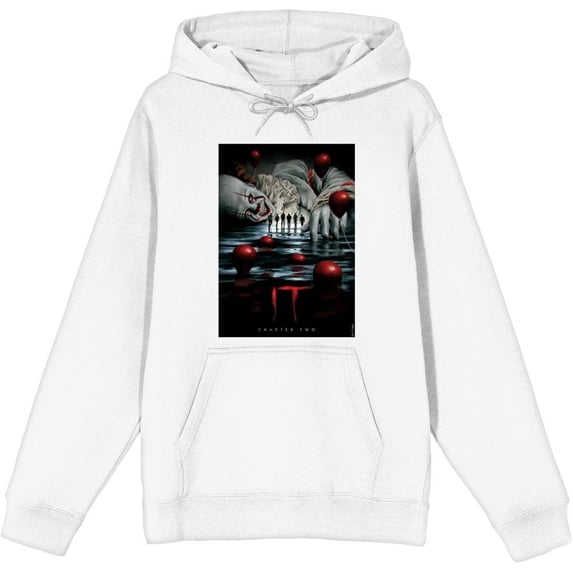 It Chapter 2 Pennywise Beckons Fan Poster Adult White Long Sleeve Hoodie-Medium