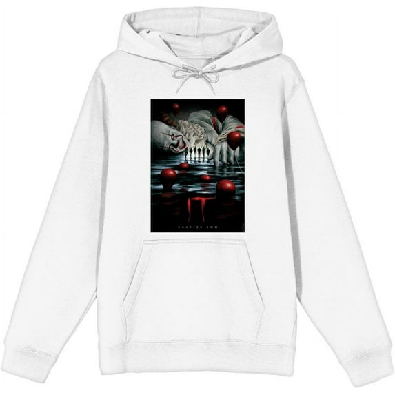 It Chapter 2 Pennywise Beckons Fan Poster Adult White Long Sleeve Hoodie-Small
