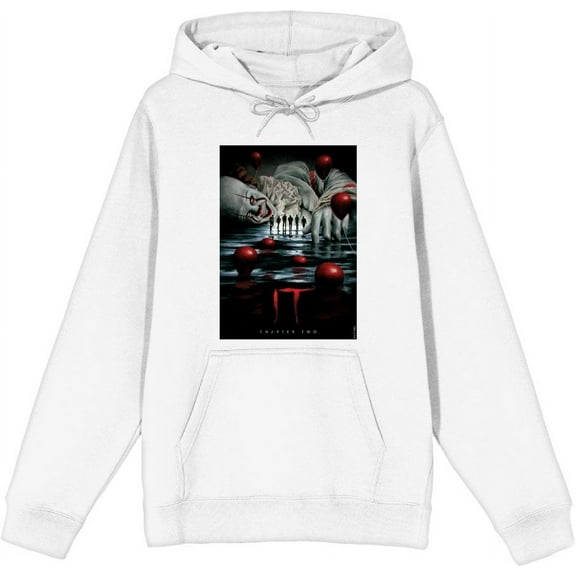 It Chapter 2 Pennywise Beckons Fan Poster Adult White Long Sleeve Hoodie-Small