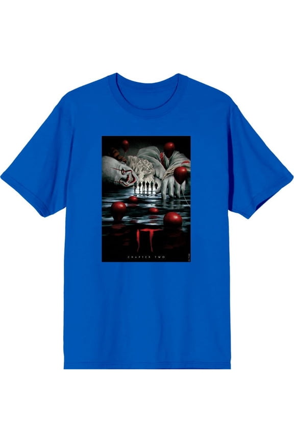It Chapter 2 Pennywise Beckons Fan Poster Men's Blue Crew Neck Short Sleeve Tee-Small