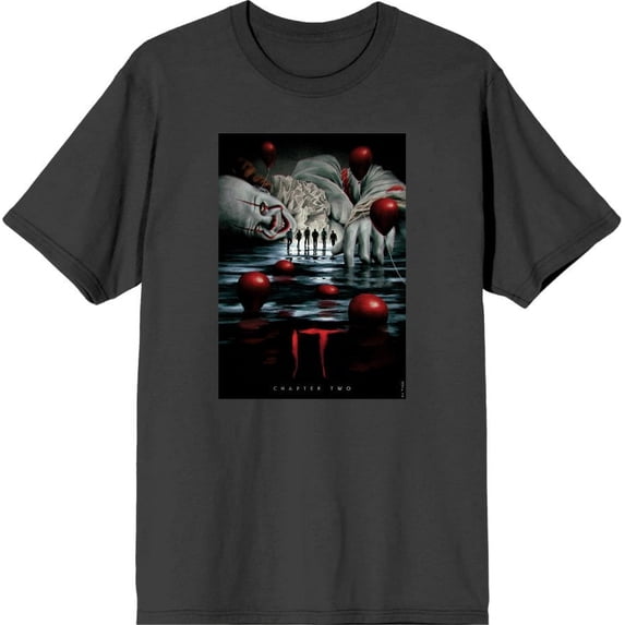 It Chapter 2 Pennywise Beckons Fan Poster Men's Charcoal Crew Neck Short Sleeve Tee-Large