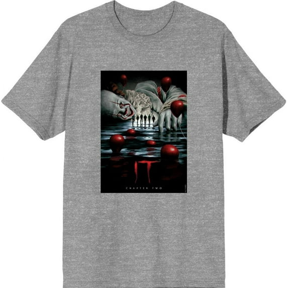 It Chapter 2 Pennywise Beckons Fan Poster Men's Heather Gray Crew Neck Short Sleeve Tee-XL