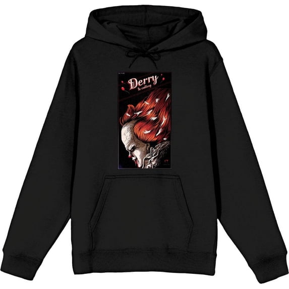 It Chapter 2 Pennywise Derry Fan Poster Adult Black Long Sleeve Hoodie-Large
