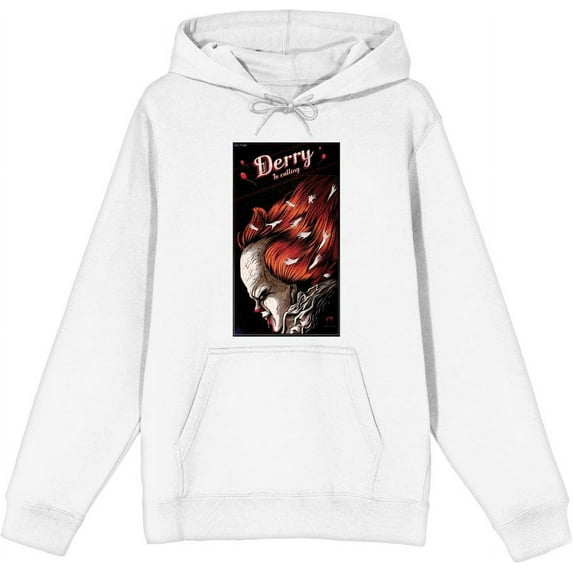 It Chapter 2 Pennywise Derry Fan Poster Adult White Long Sleeve Hoodie-Small