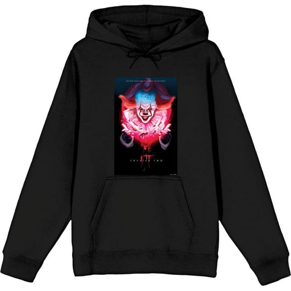 It Chapter 2 Pennywise Glow Fan Poster Adult Black Long Sleeve Hoodie-Small