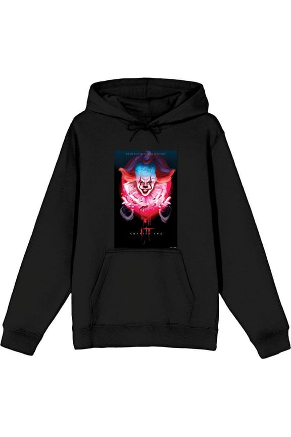 It Chapter 2 Pennywise Glow Fan Poster Adult Black Long Sleeve Hoodie-Small