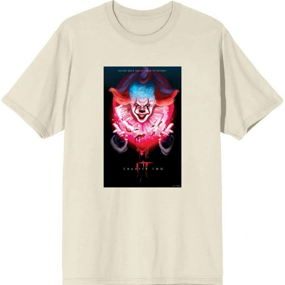 It Chapter 2 Pennywise Glow Fan Poster Men's Natural Crew Neck Short Sleeve Tee-Large