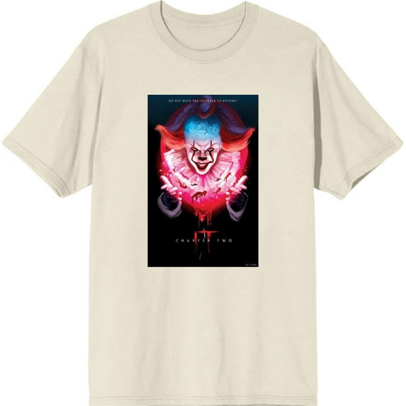 It Chapter 2 Pennywise Glow Fan Poster Men's Natural Crew Neck Short Sleeve Tee-Medium
