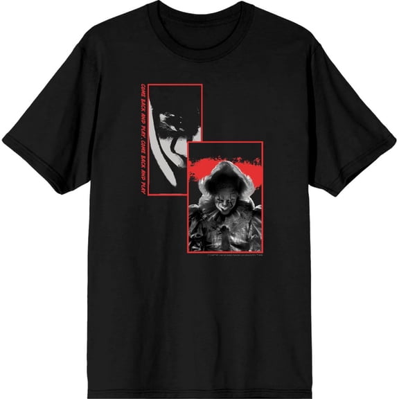 It Chapter 2 Pennywise Screengrab Collage Men's Black Crew Neck Short Sleeve Tee-XS
