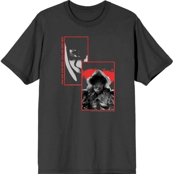 It Chapter 2 Pennywise Screengrab Collage Men's Charcoal Crew Neck Short Sleeve Tee-Medium