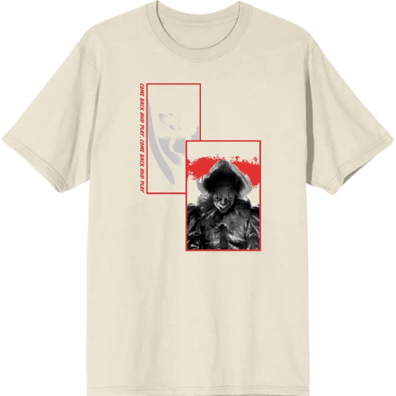 It Chapter 2 Pennywise Screengrab Collage Men's Natural Crew Neck Short Sleeve Tee-Small
