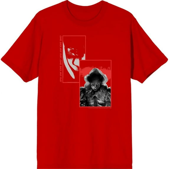 It Chapter 2 Pennywise Screengrab Collage Men's Red Crew Neck Short Sleeve Tee-XS