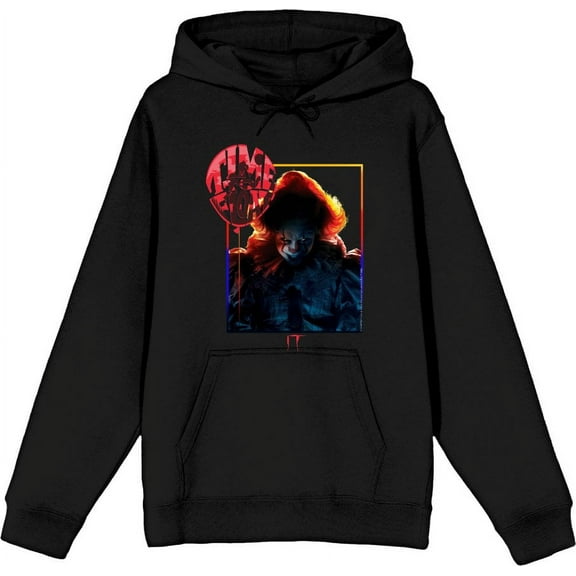 It Chapter 2 Pennywise Time To Float Adult Black Long Sleeve Hoodie-Medium