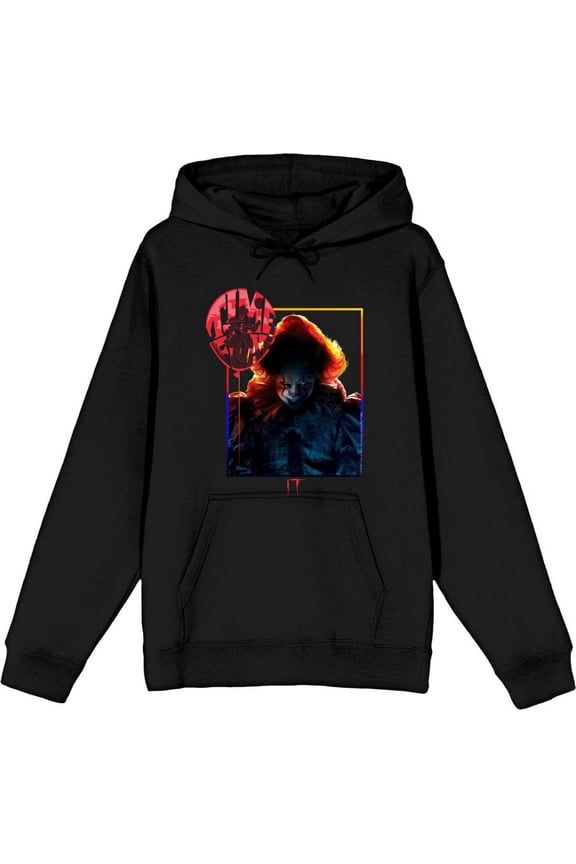 It Chapter 2 Pennywise Time To Float Adult Black Long Sleeve Hoodie-Medium