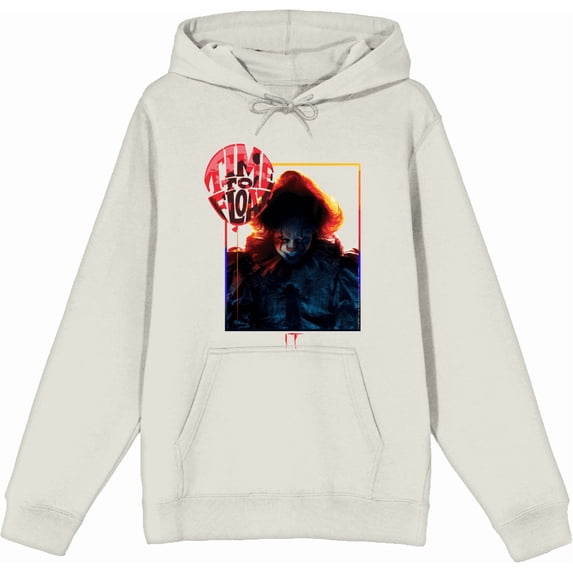 It Chapter 2 Pennywise Time To Float Adult Sand Long Sleeve Hoodie-3XL