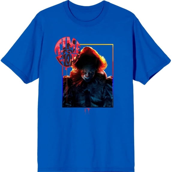 It Chapter 2 Pennywise Time To Float Men's Blue Crew Neck Short Sleeve Tee-Medium